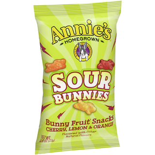 Bunny Fruit Snacks, Cherry, Lemon & Orange, Sour Bunnies