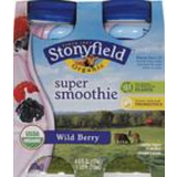 Stonyfield Organic Lowfat Yogurt Wild Berry Probiotic Smoothie 4 - 6 Fl Oz Bottl