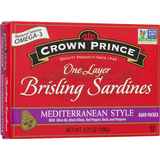 Crown Prince Mediterranean Style One Layer Brisling Sardines 3.75 Oz