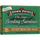 Crown Prince Brisling In Soy Bean Oil One Layer Sardines 3.75 Oz