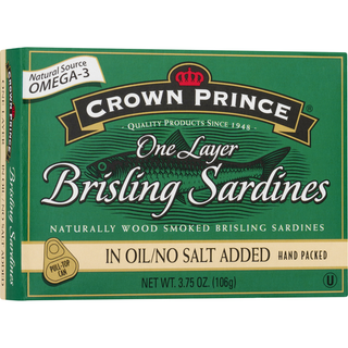 Crown Prince One Layer In Oil/no Salt Added Brisling Sardines 3.75 Oz