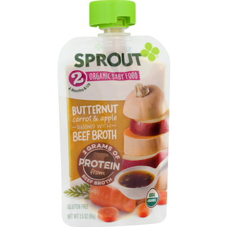 Organic Baby Food, Butternut Carrot & Apple Seasoned with Beef Broth