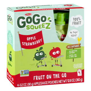 Gogo Squeez 4 Pack Fruit On The Go Apple Strawberry Baby Food 4.0 Ea