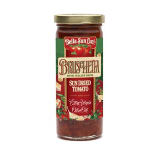 Bruschetta with Italian Basil, Sun Dried Tomato and Extra Virgin Olive Oil