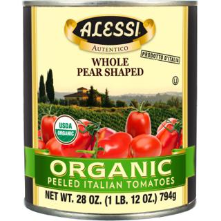 Alessi Whole Pear Shape Organic Peeled Italian Tomatoes 28 Oz